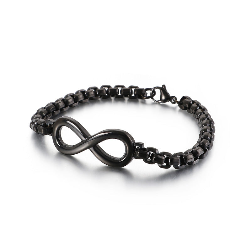 The Infinity black stainless steel bracelet, product shot
