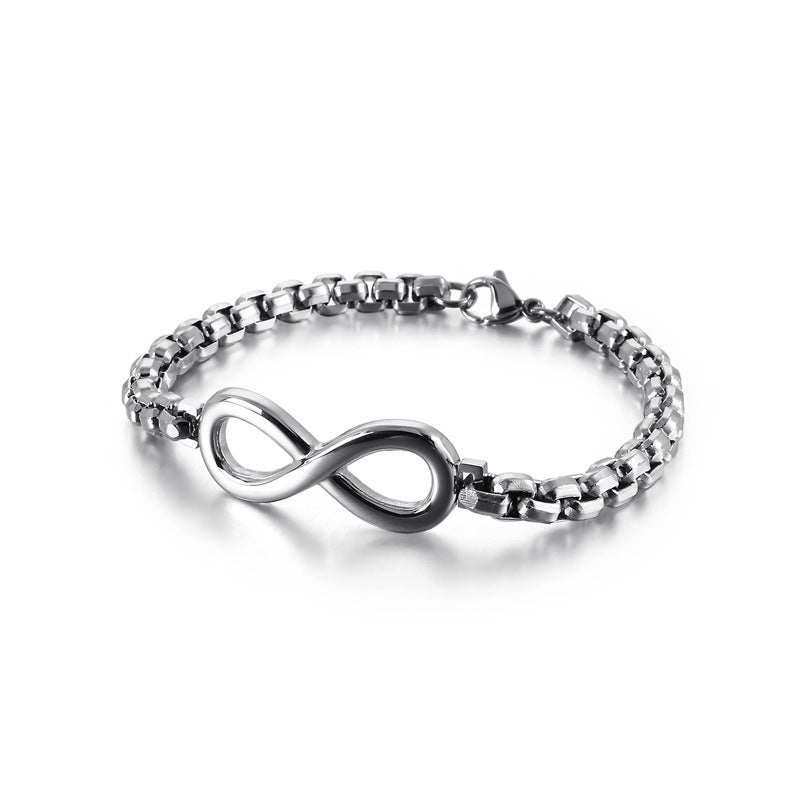 The Infinity silver stainless steel bracelet, product shot