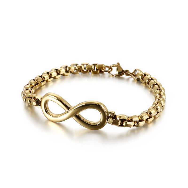 The Infinity gold stainless steel bracelet, product shot