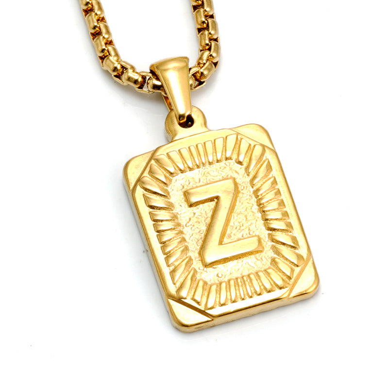 The Initial gold stainless steel letter Z pendant, studio shot